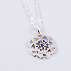 Sacred Geometry | Seed of Life | September Birthstone Necklace | Sapphire
