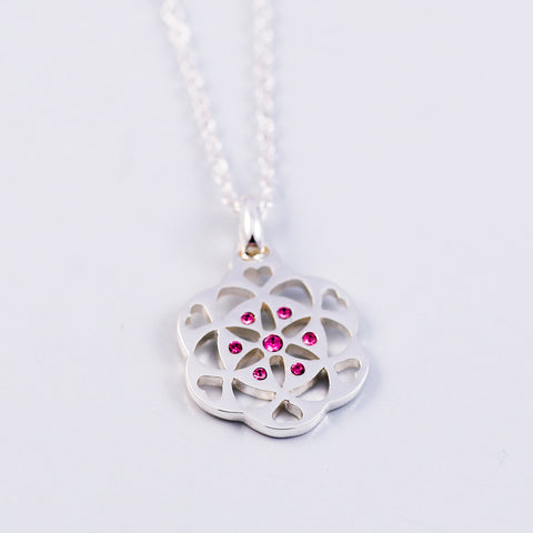 Seed of Life Rose October Birthstone Necklace