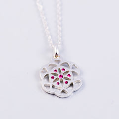 Sacred Geometry | Seed of Life | October Birthstone Necklace | Rose