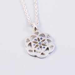 Sacred Geometry | Seed of Life | December Birthstone Necklace | Light Sapphire