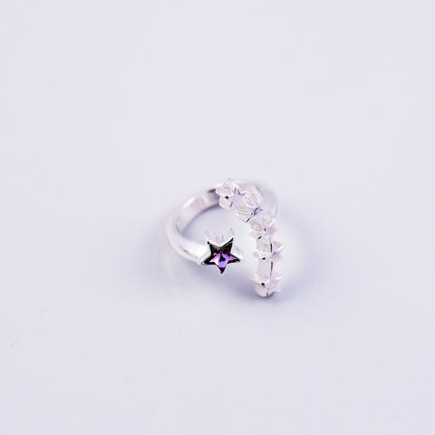 Silver & Purple Crystal Shooting Star Ring