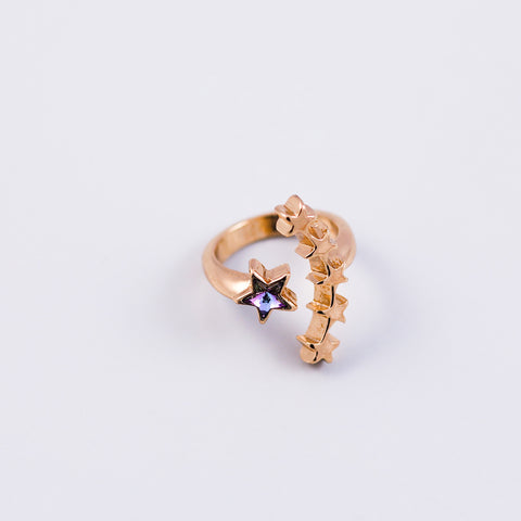 Gold & Purple Crystal Shooting Star Ring