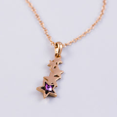 Gold & Purple Crystal Shooting Star Necklace