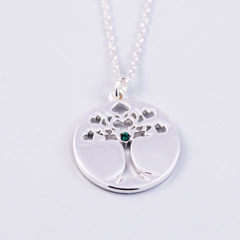 Tree of Life Emerald May Birthstone Necklace