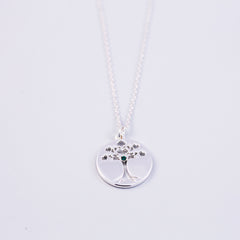 Tree of Life Emerald May Birthstone Necklace