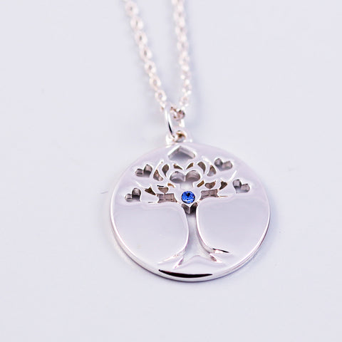 Tree of Life Sapphire September Birthstone Necklace