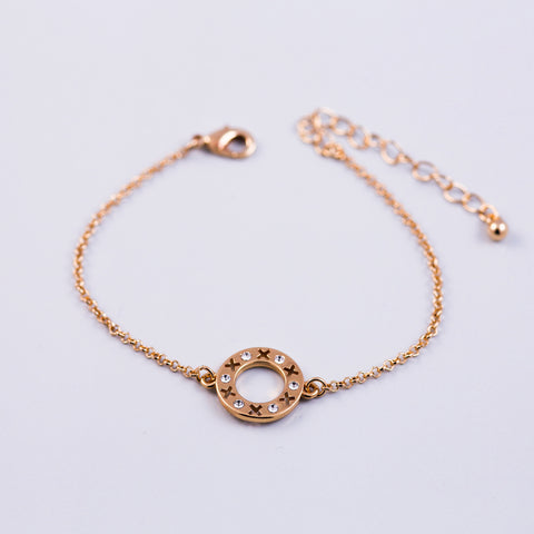 Gold & Crystal Circle XOXO Bracelet