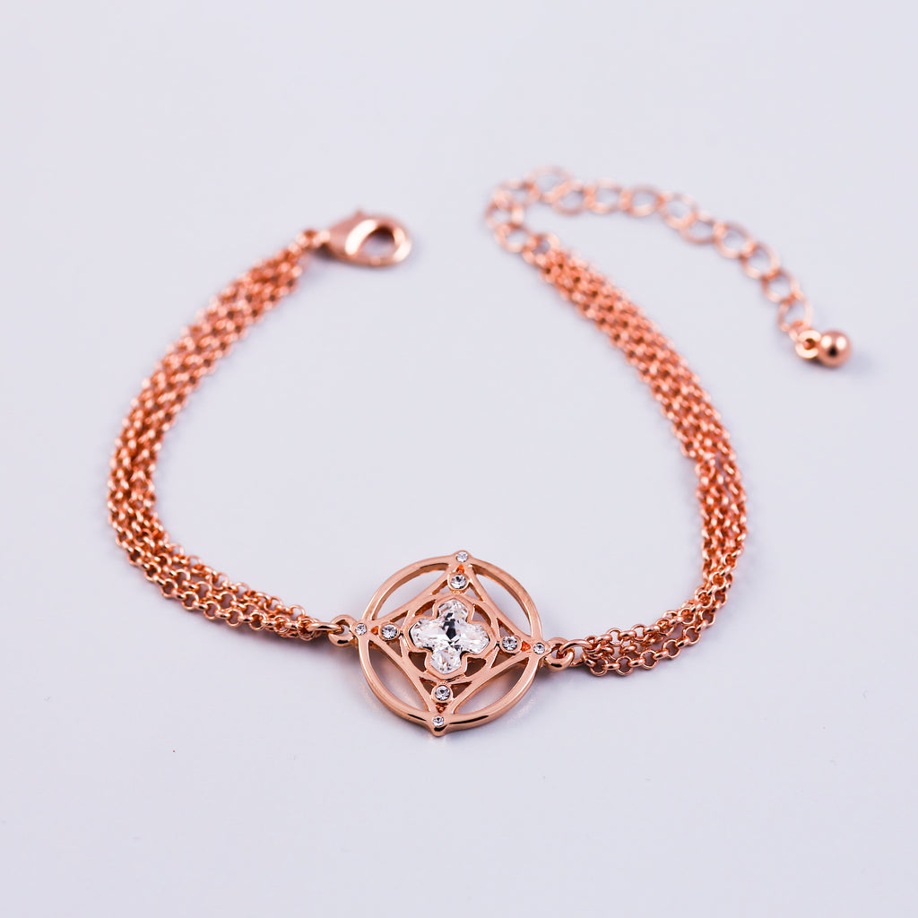 Rose Gold & Crystal Greek Cross Bracelet