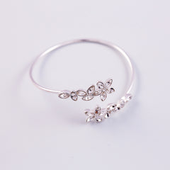 Silver & Crystal Cherry Blossom Sakura Wraparound Bangle