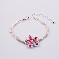 Silver & Rose Cherry Blossom Sakura Bracelet