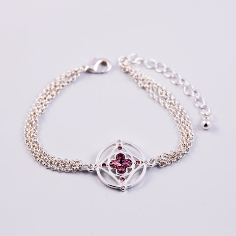 Silver & Antique Pink Greek Cross Bracelet