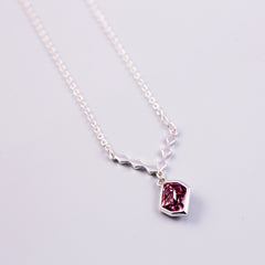 silver and pink diamond crystal necklace