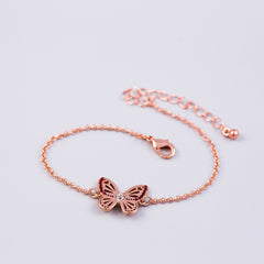Rose Gold Siam January Birthstone Butterfly Bracelet