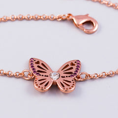 Rose Gold Amethyst February Birthstone Butterfly Bracelet