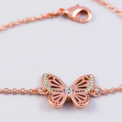 Rose Gold Peridot August Birthstone Butterfly Bracelet