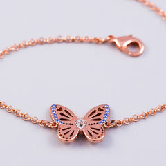 Rose Gold Sapphire September Birthstone Butterfly Bracelet