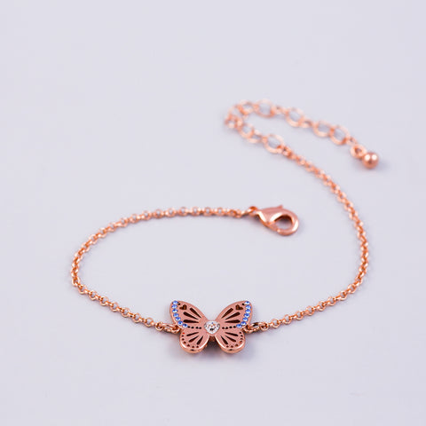 Rose Gold Sapphire September Birthstone Butterfly Bracelet