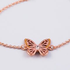 Rose Gold Topaz November Birthstone Butterfly Bracelet