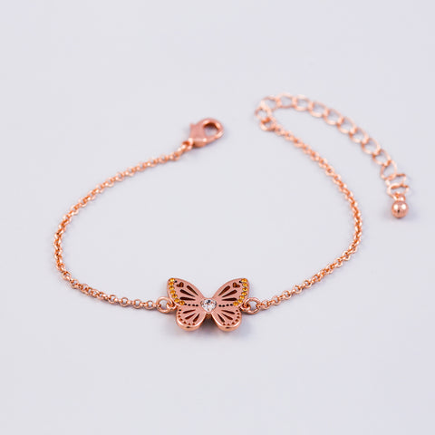Rose Gold Topaz November Birthstone Butterfly Bracelet