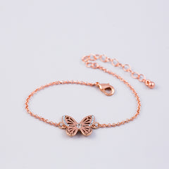 Rose Gold Light Sapphire December Birthstone Butterfly Bracelet