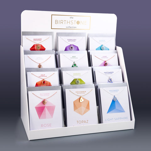 48 Birthstone Charm Cards with FREE acrylic POS