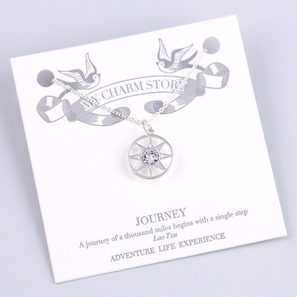 Silver Journey Compass Necklace