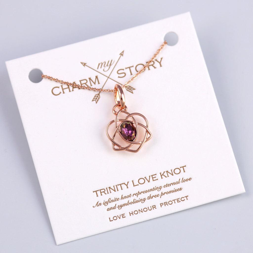Rose Gold Trinity Love Knot Necklace