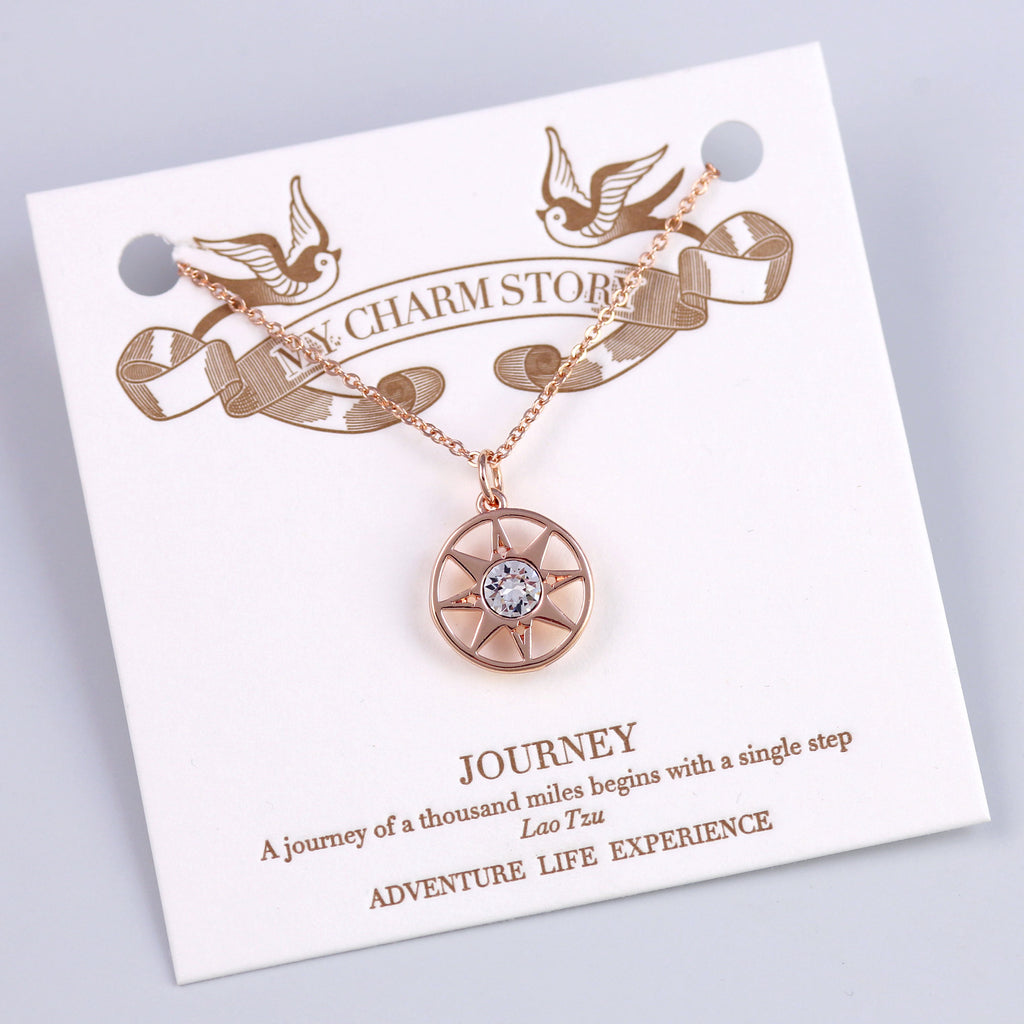 Rose Gold Journey Compass Necklace