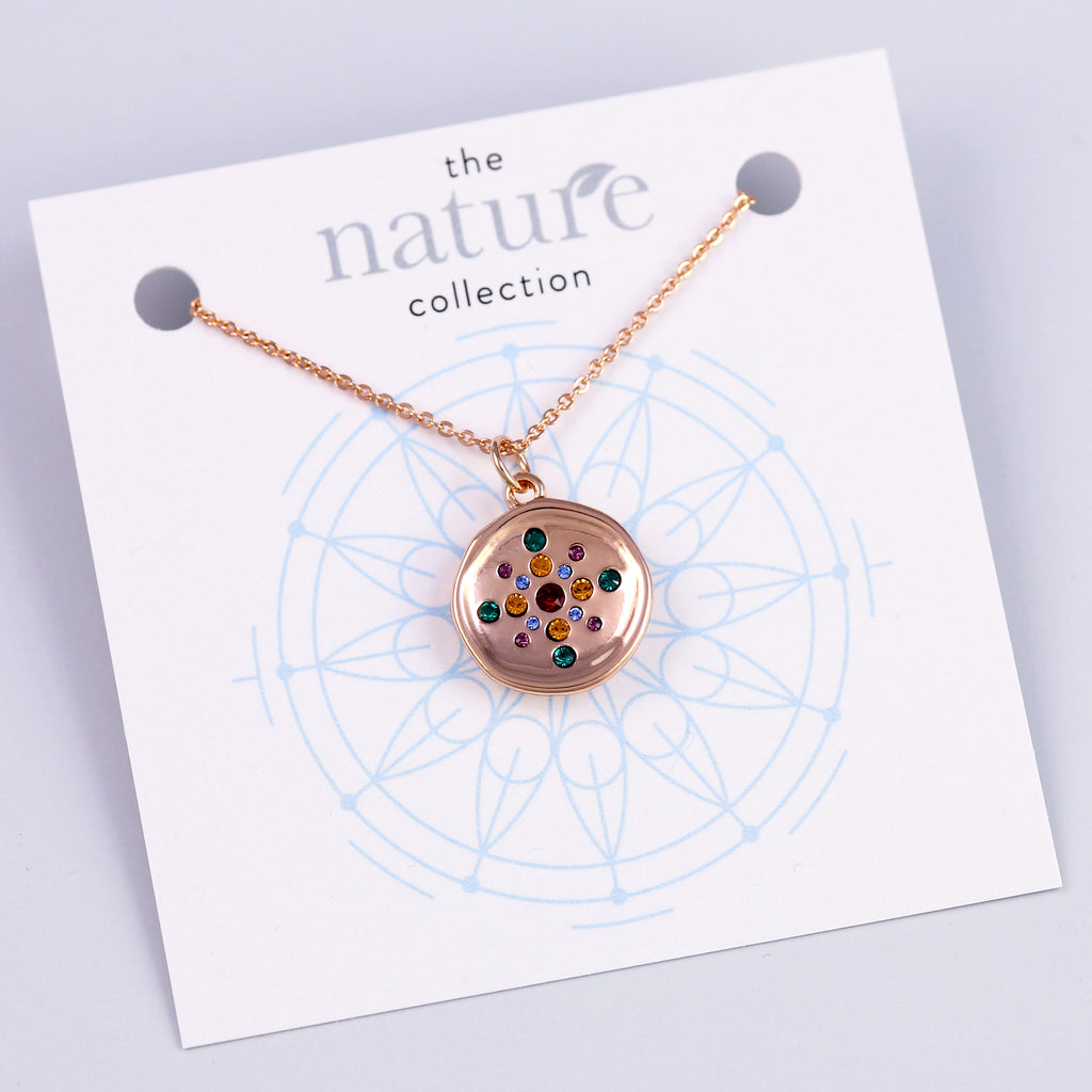 Rose Gold Rainbow Circle Necklace Nature Collection