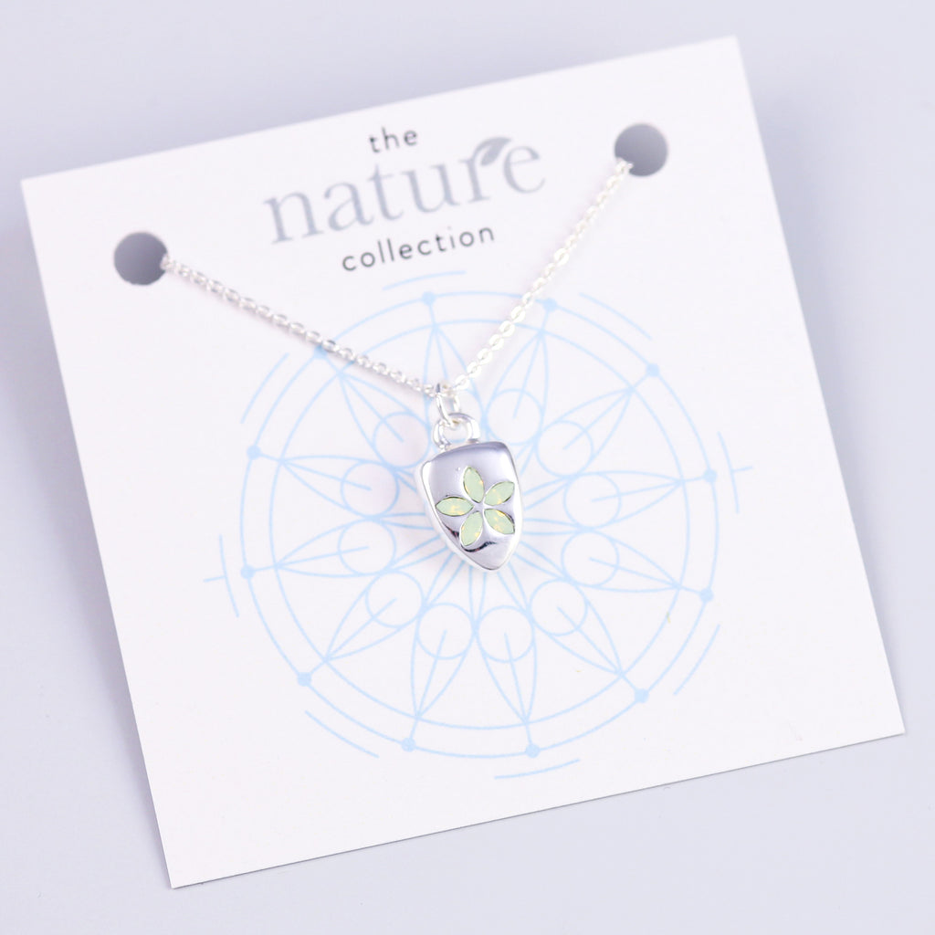 Silver Green Flower Necklace Nature Collection