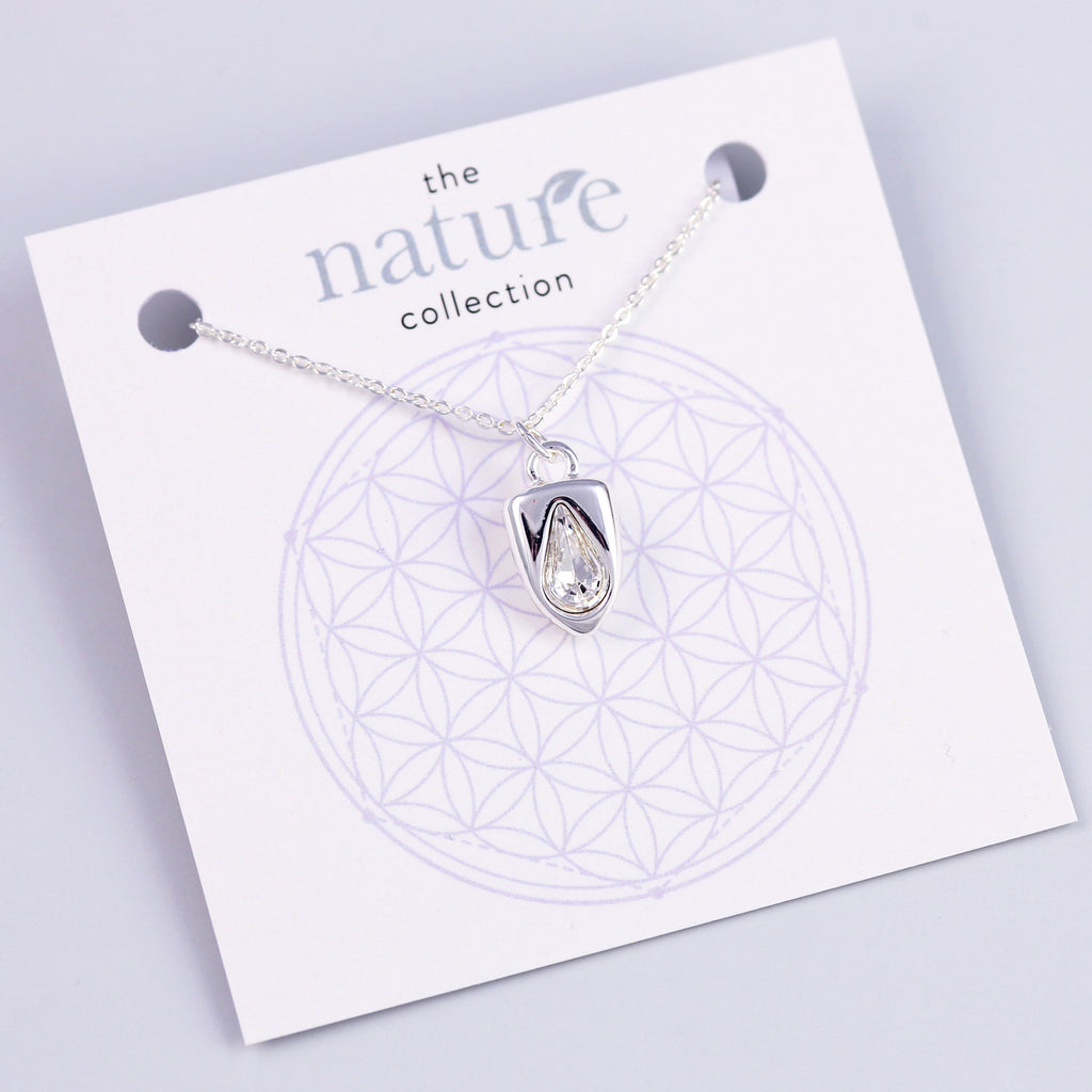 Silver Rain Drop Necklace Nature Collection