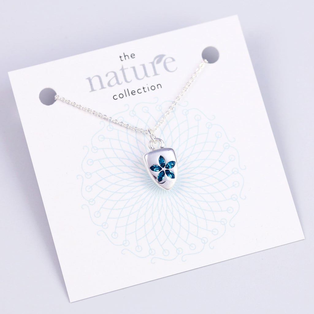 Silver Blue Flower Necklace Nature Collection