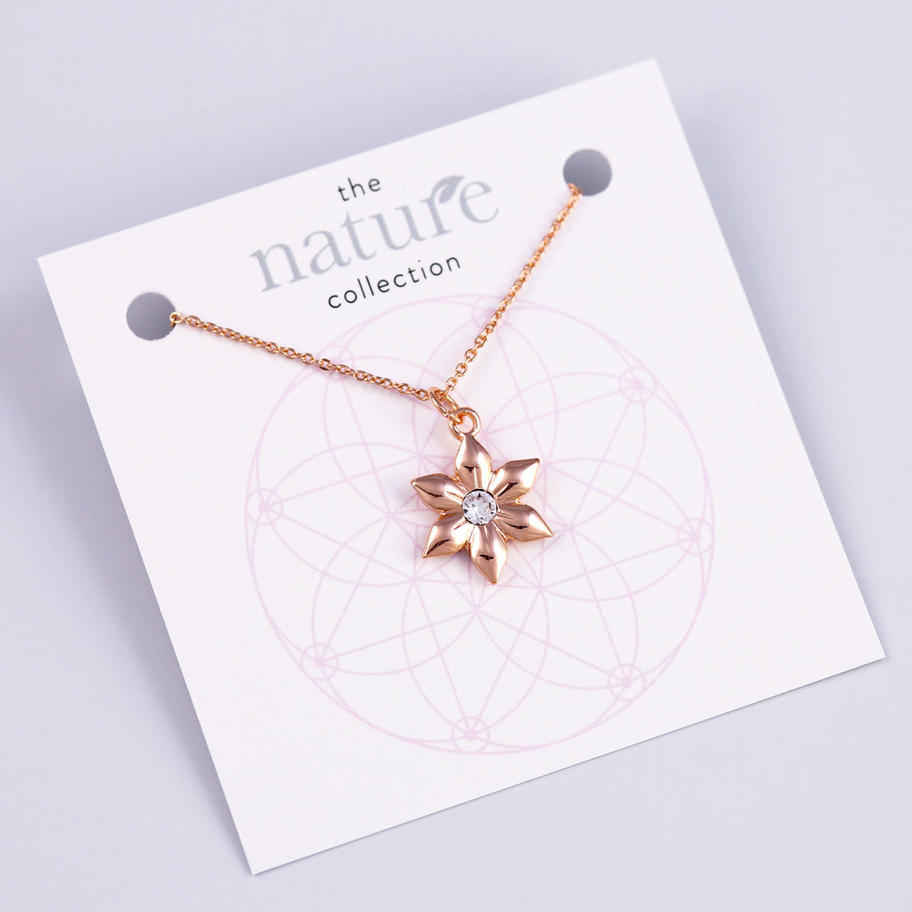Rose Gold Flower Necklace Nature Collection