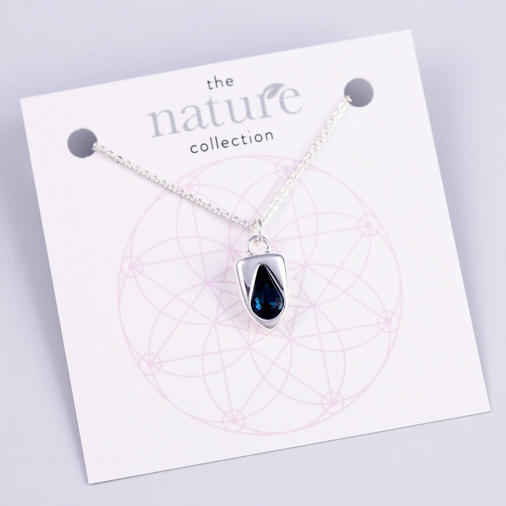 Silver Blue Rain Drop Necklace Nature Collection