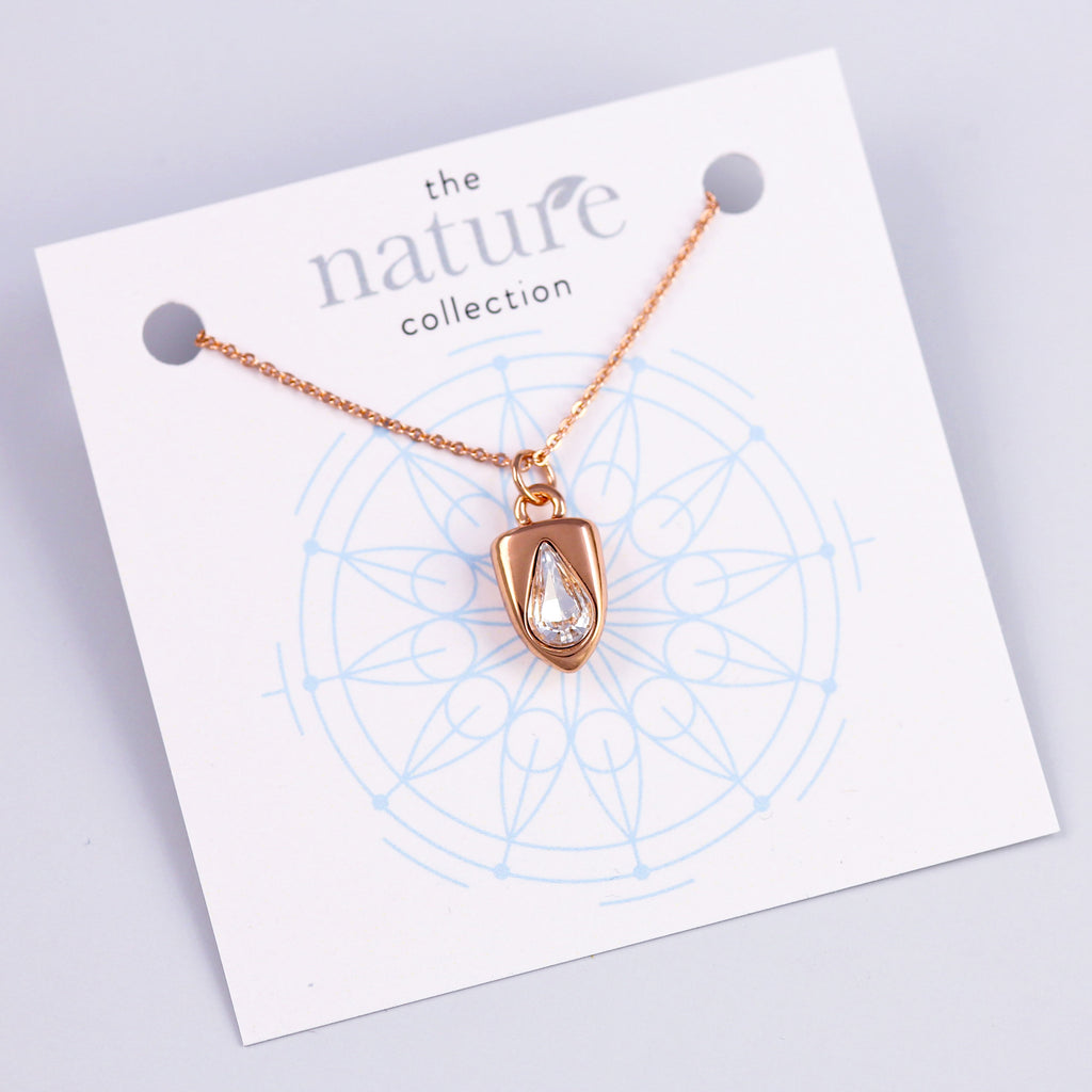 Rose Gold Rain Drop Necklace Nature Collection