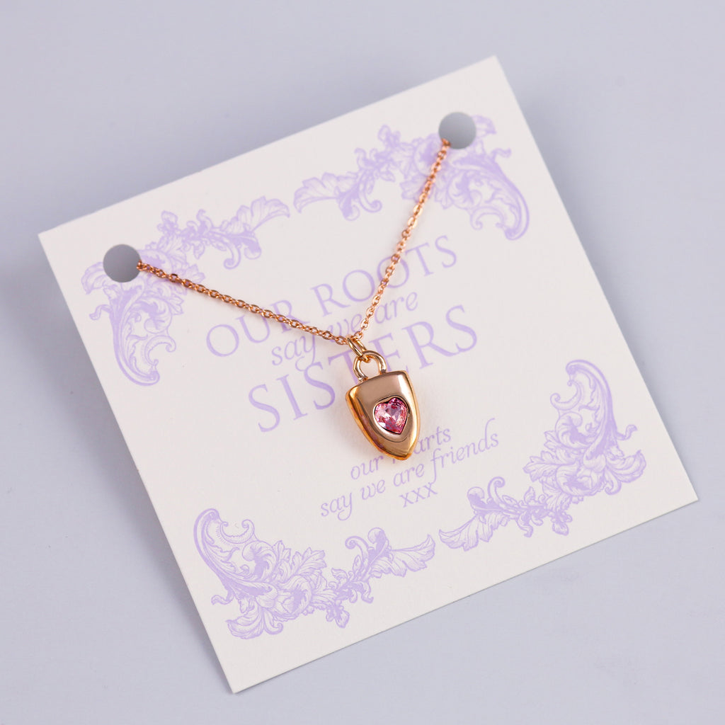 Sisters Sentiment Card with Rose Gold Heart Shield