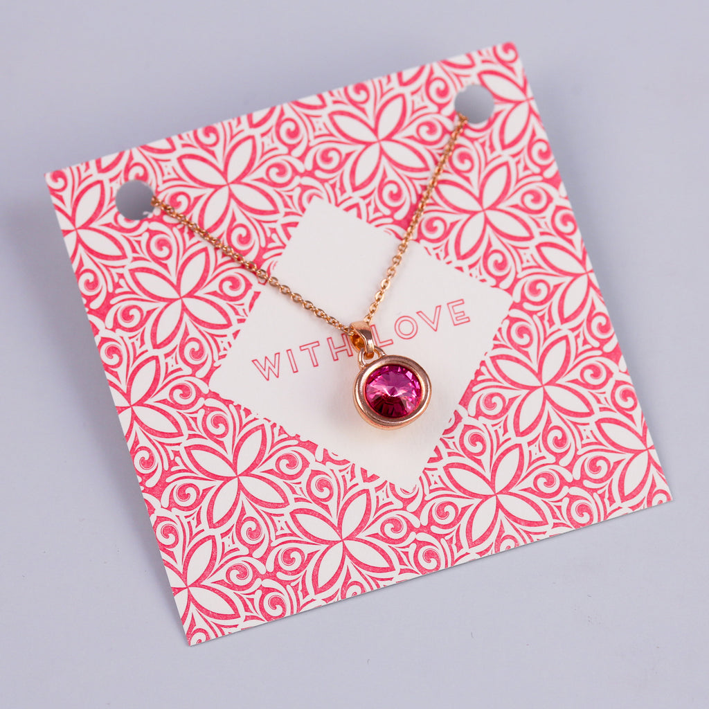 With Love Sentiment Card with Rose Gold Gemstone