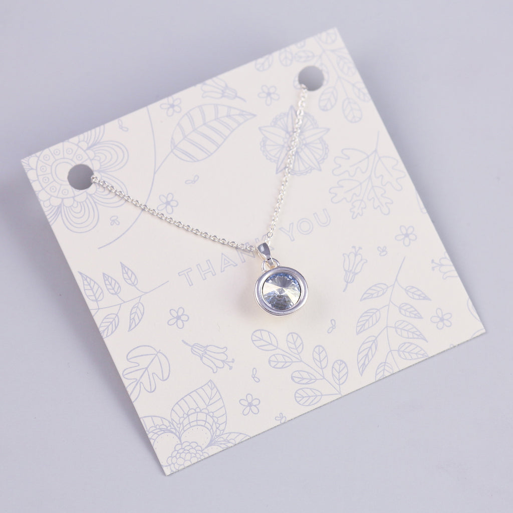 Thank You Sentiment Card with Silver Gemstone Charm