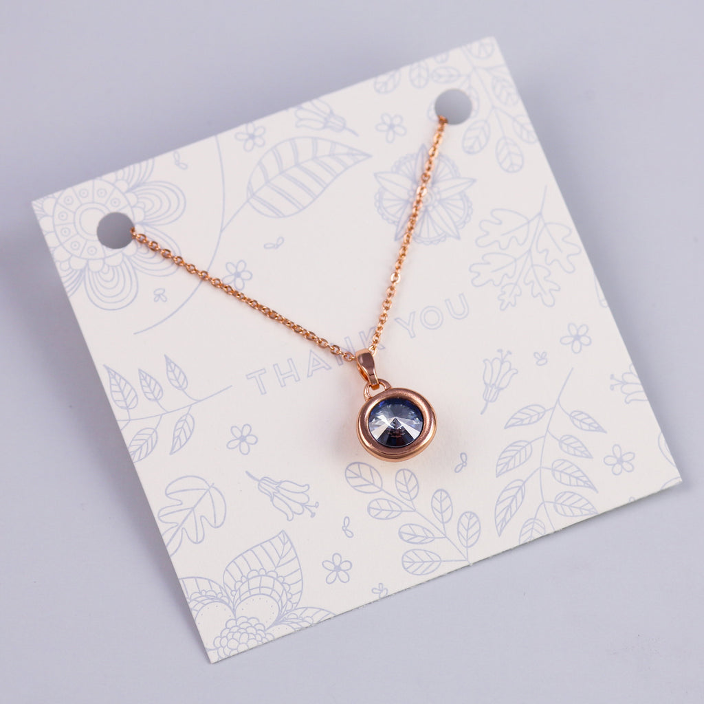 Thank You Sentiment Card with Rose Gold Gemstone Charm