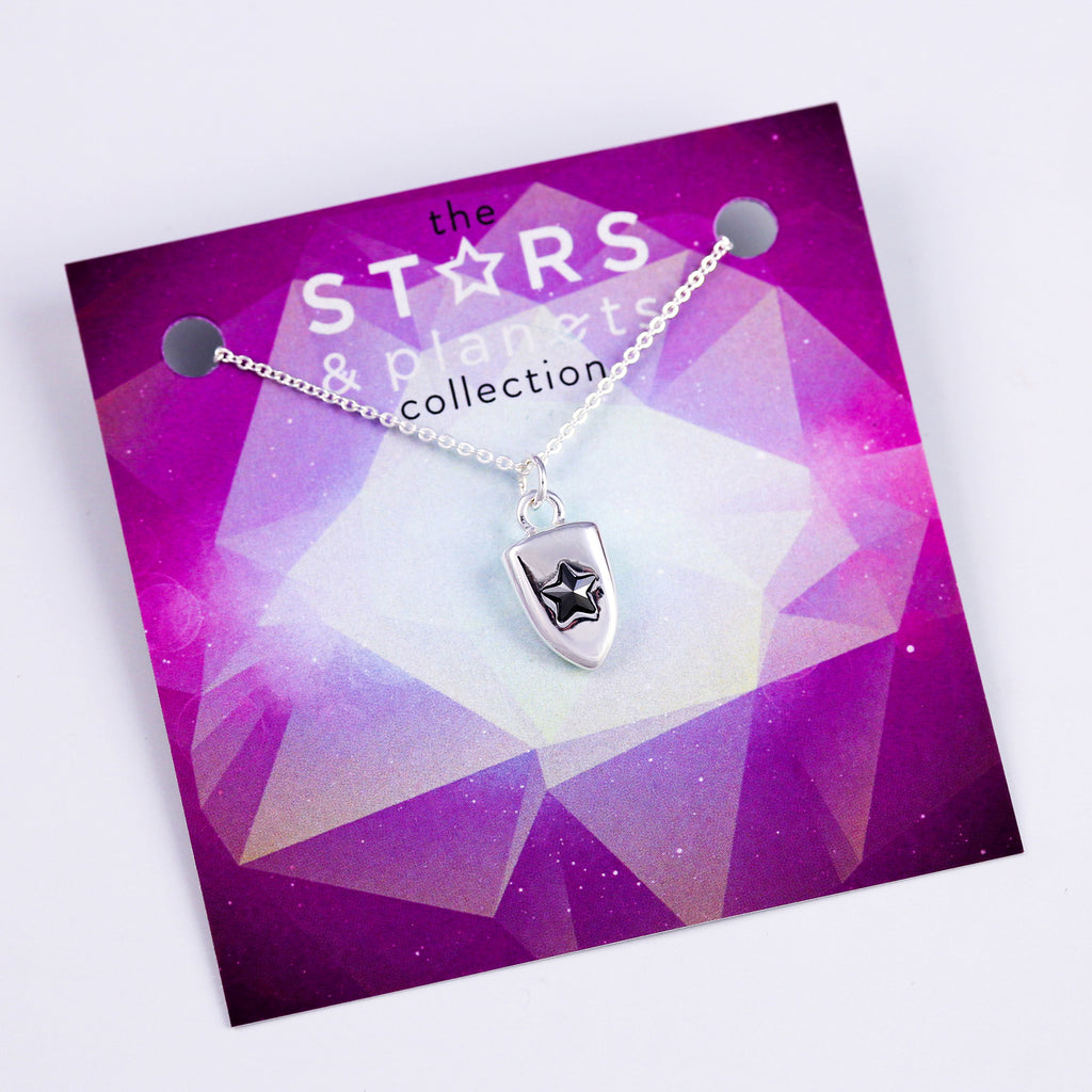 Silver Jet Star Shield Necklace Stars & Planets Collection