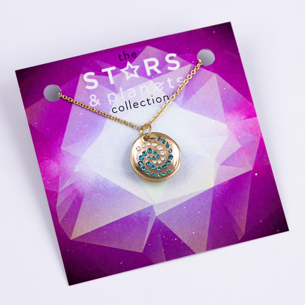 Gold Crystal Cosmos Necklace Stars & Planets Collection