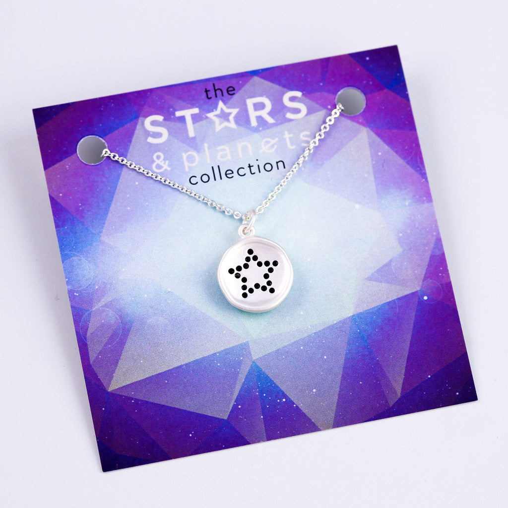 Silver Black Crystal Star Necklace Stars & Planets Collection