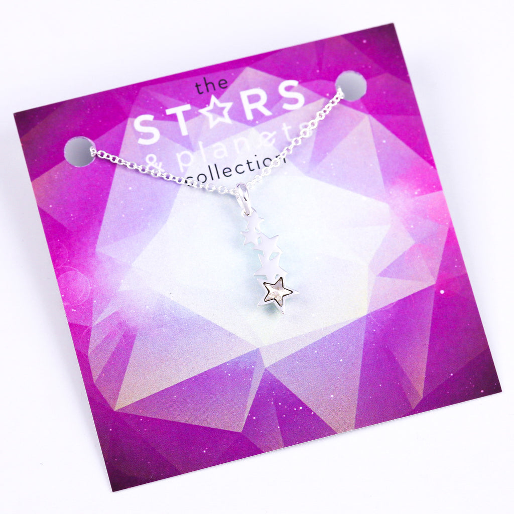 Silver and Crystal Shooting Star Necklace Stars & Planets Collection