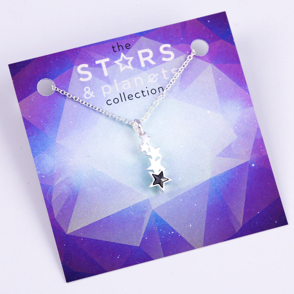 Silver and Black Shooting Star Necklace Stars & Planets Collection