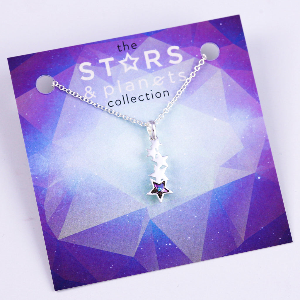 Silver and Purple Shooting Star Necklace Stars & Planets Collection