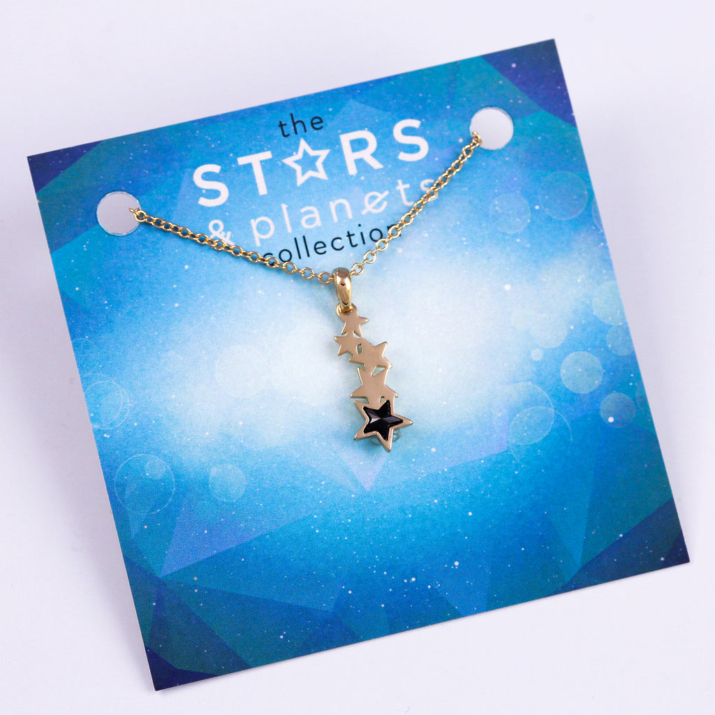 Gold and Black Shooting Star Necklace Stars & Planets Collection