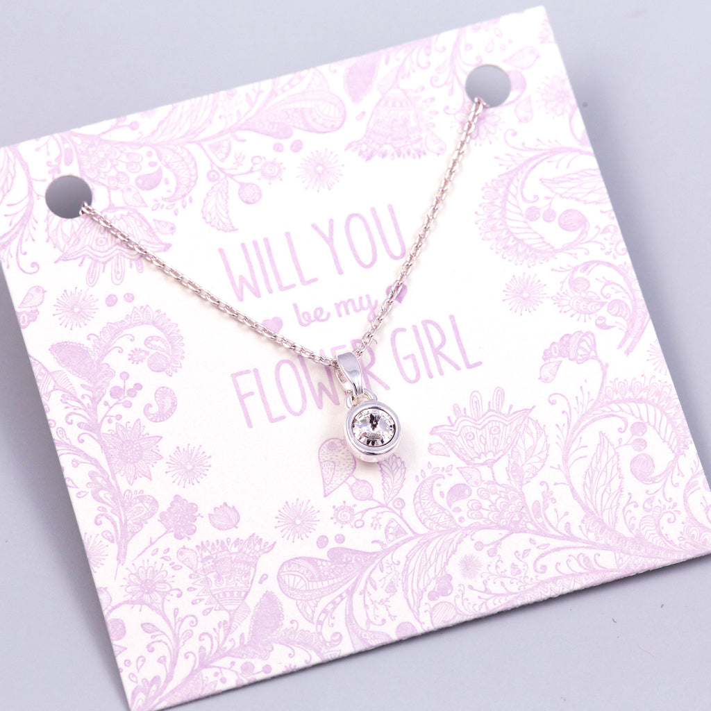 Will You Be My Flower Girl Crystal Necklace