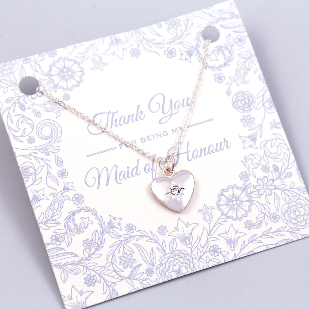 Thank You for Being My Maid of Honour Heart Necklace
