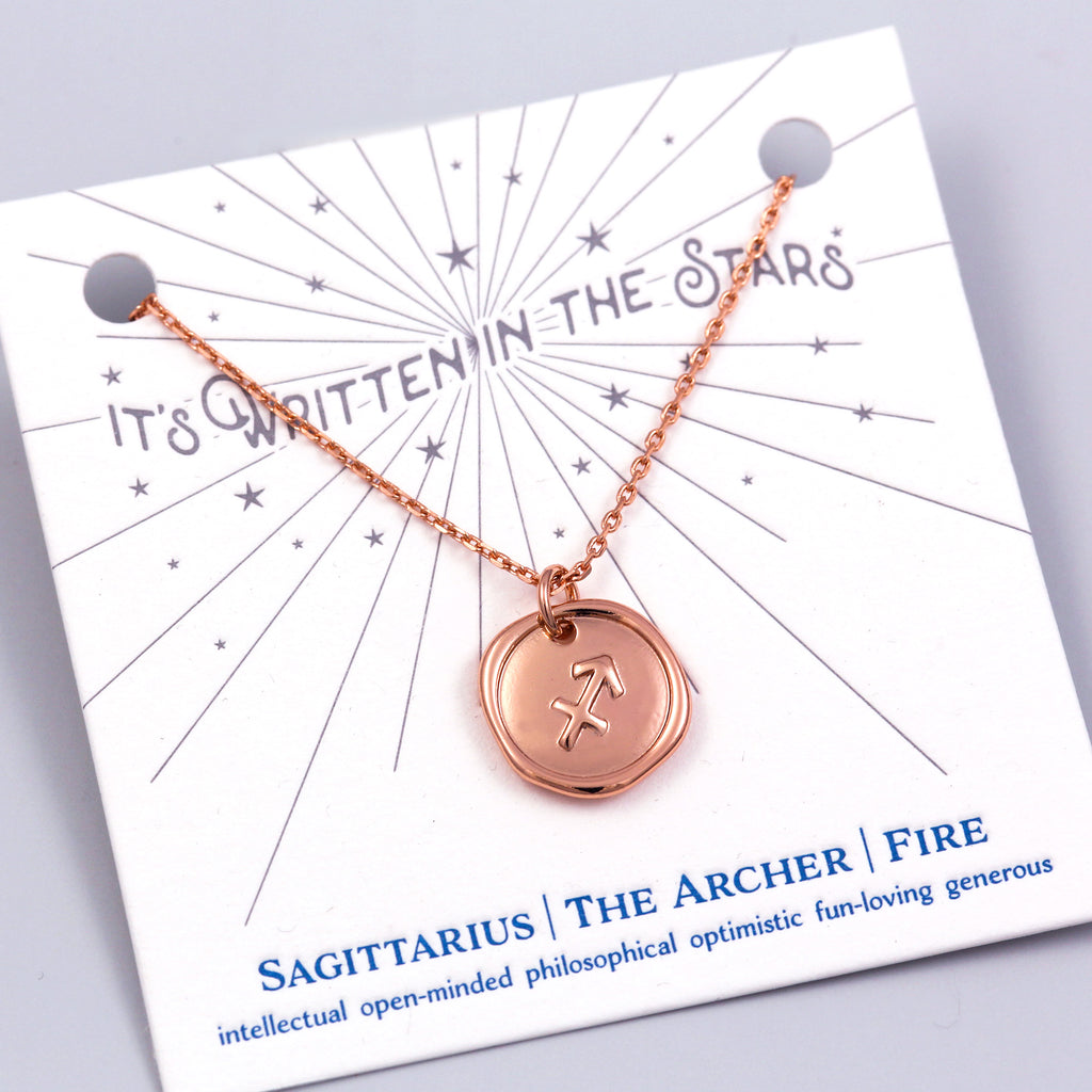 Rose Gold Sagittarius Necklace It's Written in the Stars