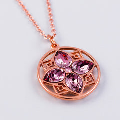 Rose Gold & Antique Pink Four Petal Necklace